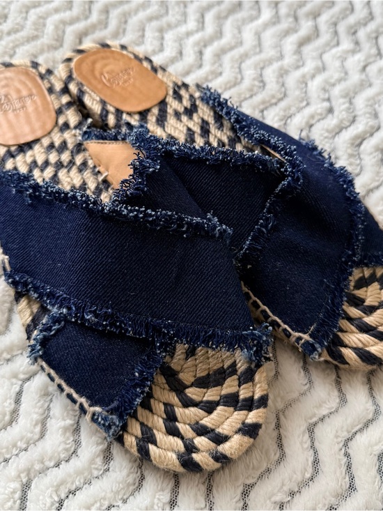 Castaner Shoes - Castañer Palmera Blue Distressed Denim Slide On Flat Sandals Sz EU 40/(US 9)